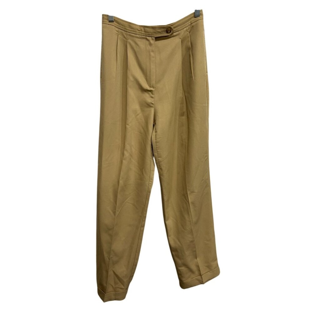 Liz Claiborne Petite Womens Size 8 Khaki Pleated Trousers